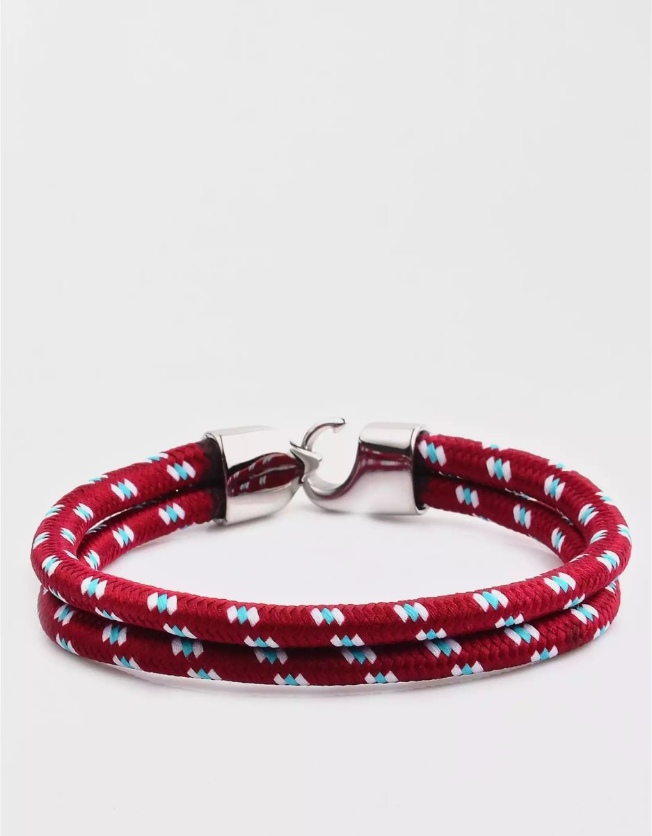 Bijoux American Eagle Stainless Steel Anchor Clasp Wrap Bracelet Rouge Homme | KWK-70777713